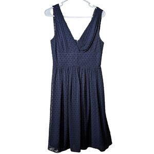 J CREW Sleeveless Marlowe Dress in Navy Swiss Dot Womens Sz 4